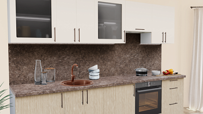 Кухня на заказ Пастель карамель - Дуб белфорд